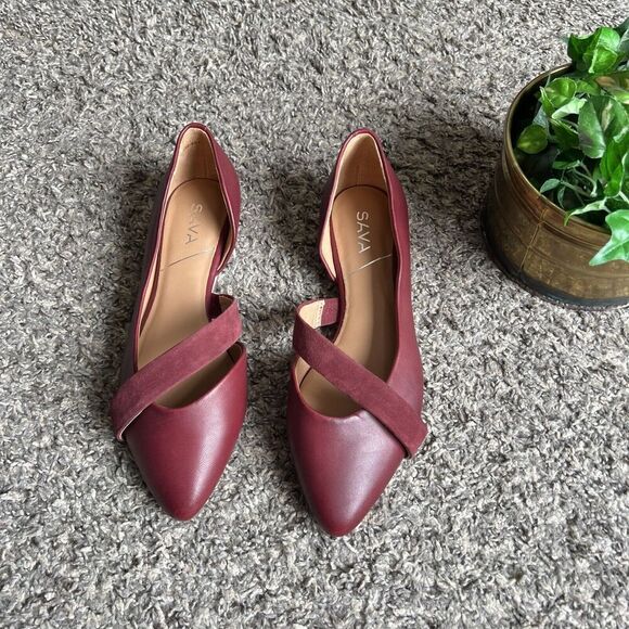 SAVA Anthropologie SOFTWALK D'ORSAY LENNOX FLATS SHOE DARK RED 37 US 7 New - Picture 7 of 7
